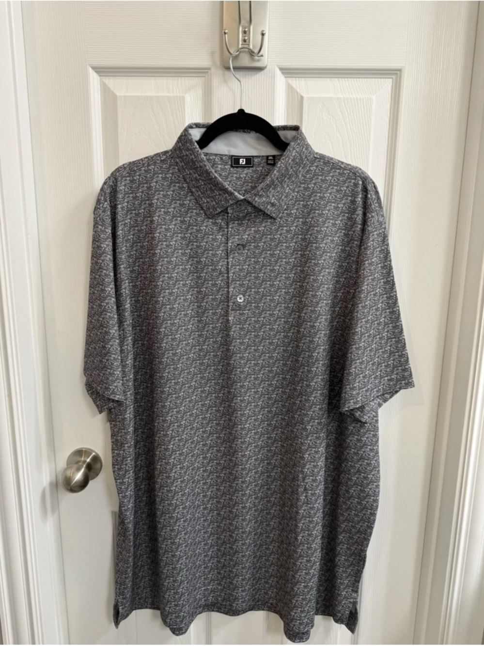 FootJoy Grey Golf Course Doodle Pique Polo